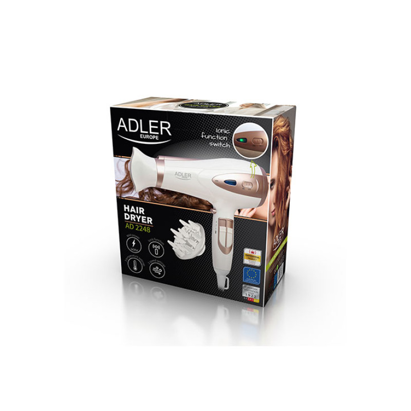 Matu fēns 2400W + difuzors, AD 2248 white, ADLER